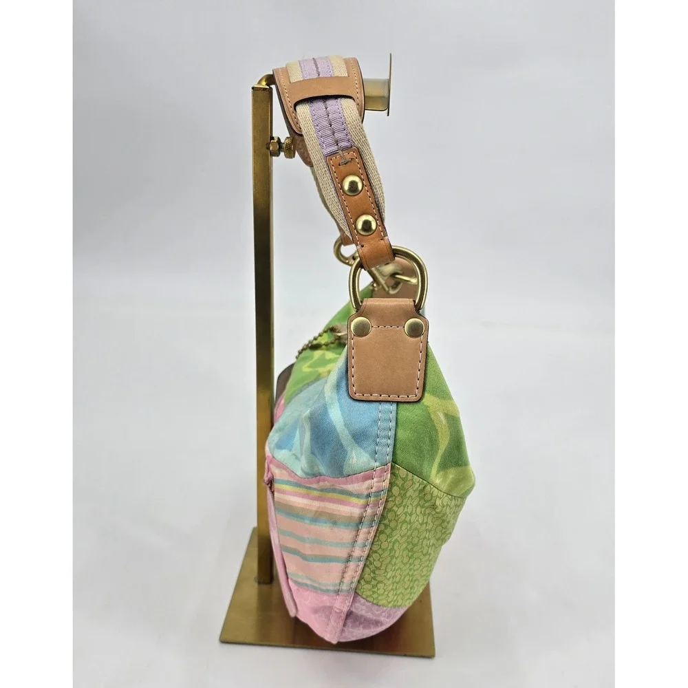 Coach Patchwork Signature Hobo Shoulder Bag Pink Floral Y2K Boho 2000s